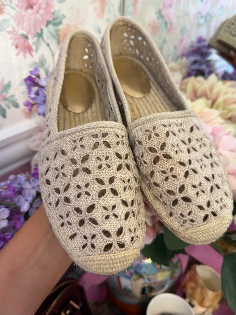 Michael Kors Cream Crochet Espadrille Flats